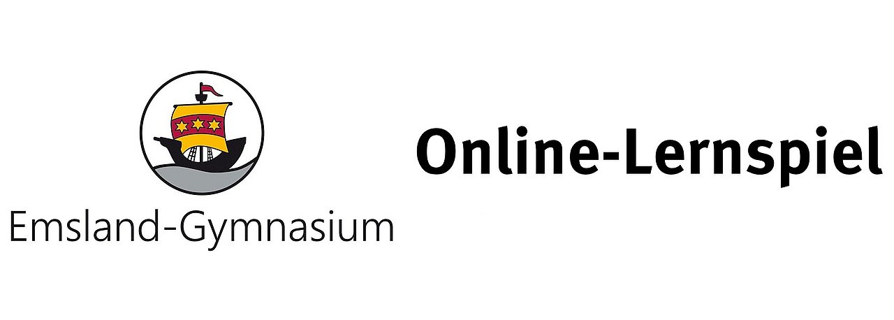 Logo des Emsland-Gymnasium als Link zu deren Lernspiel "Tiernamen zuordnen"